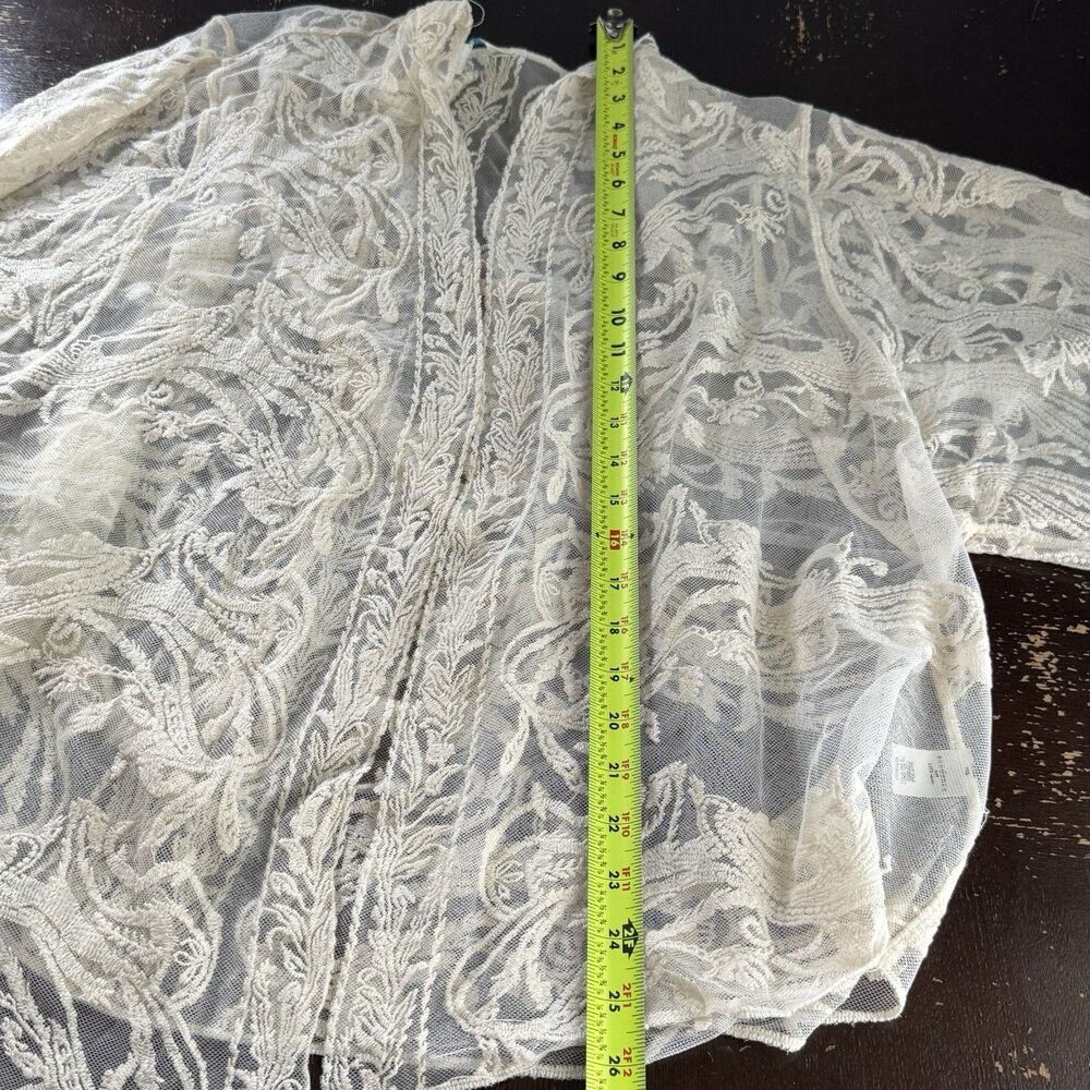 Sundance Cardigan Jacket Size L Large Sheer Lace Embroidered Floral 100% Nylon - Picture 3 of 6